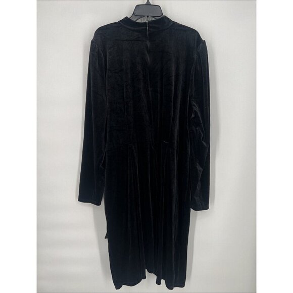 Eloquii Womens Plus Size 26 Black Stretch Velvet Short Dress Wrap Cocktail - Picture 5 of 9